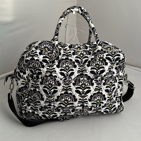 Vera Bradley iconic Weekender travel bag in black white Fanfare multicolor print - Picture 3 of 12